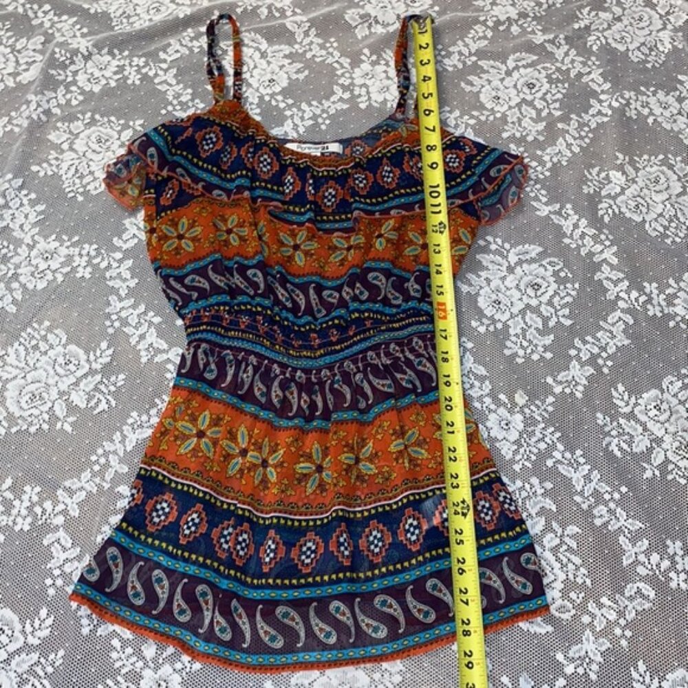 New FOREVER 21 Boho Bohemian Floral Paisley tunic top Medium
